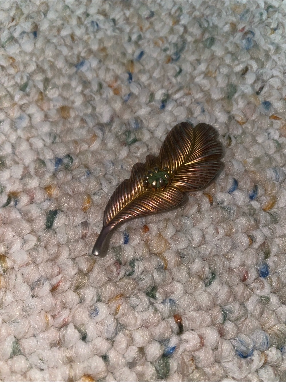 feather brooch with gem